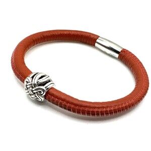 Brighton Woodstock Rust Orange Leather Bracelet 8 In + Interlok Bead